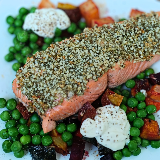 Baked Salmon with Hemp Heart Crust