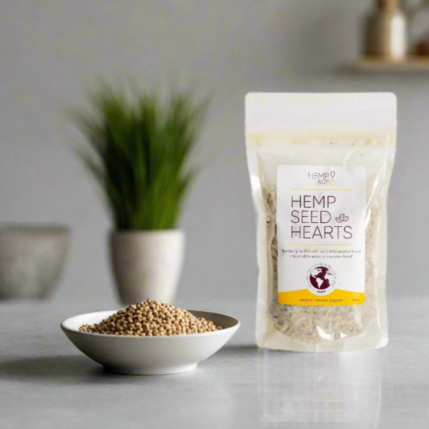 Hemp hearts sprinkled over tray