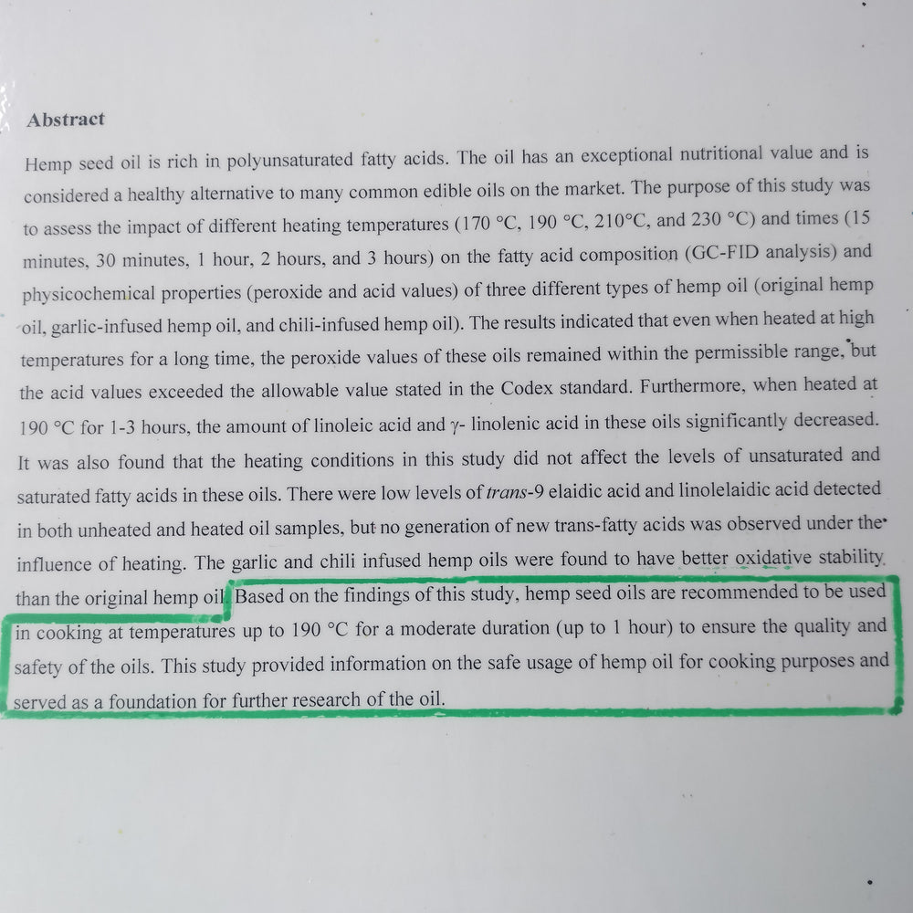 Hempseed high heat tolerance study abstract