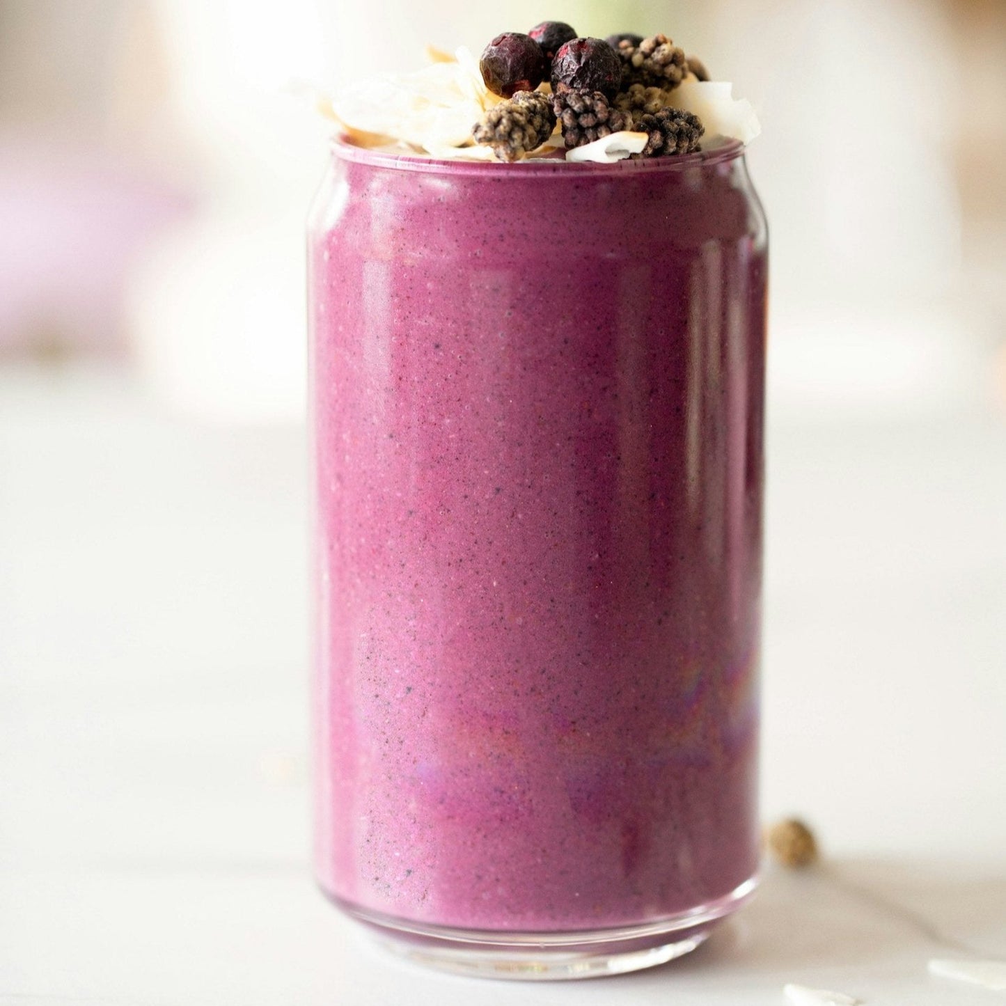 Raspberry, blueberry and banana smoothie