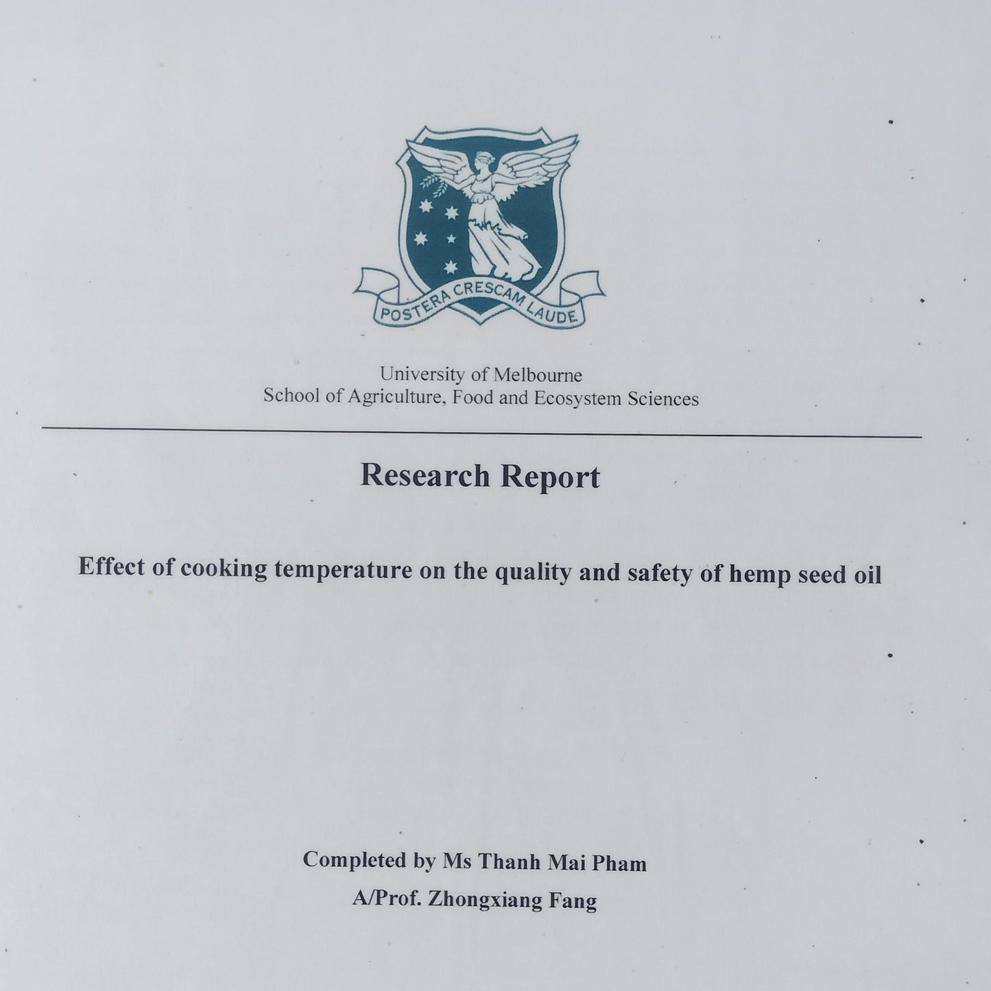 University of Melbourne research report cover